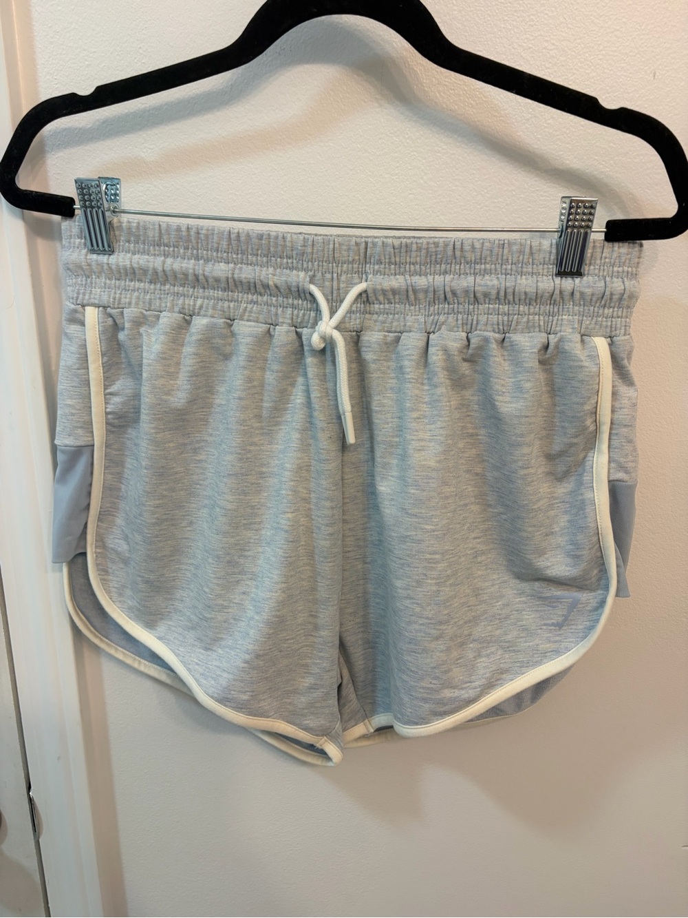 Gymshark Retro Shorts Dusk Blue Athletic Shorts with White Trim